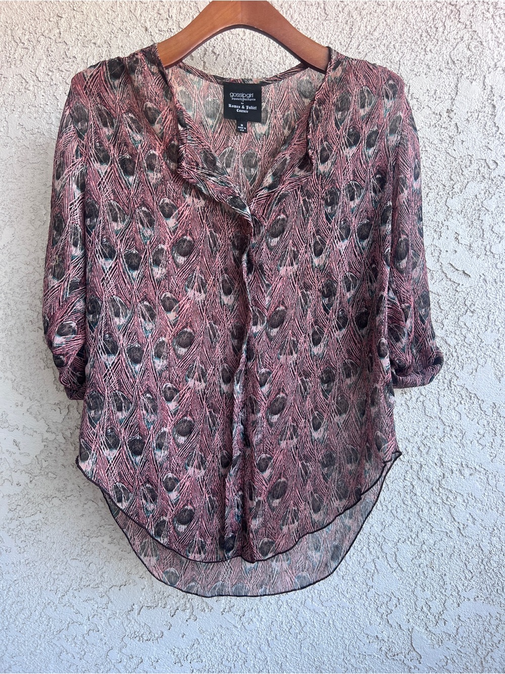 Gossip Girl by Romeo & Juliet Couture Pink and Black Sheer Blouse